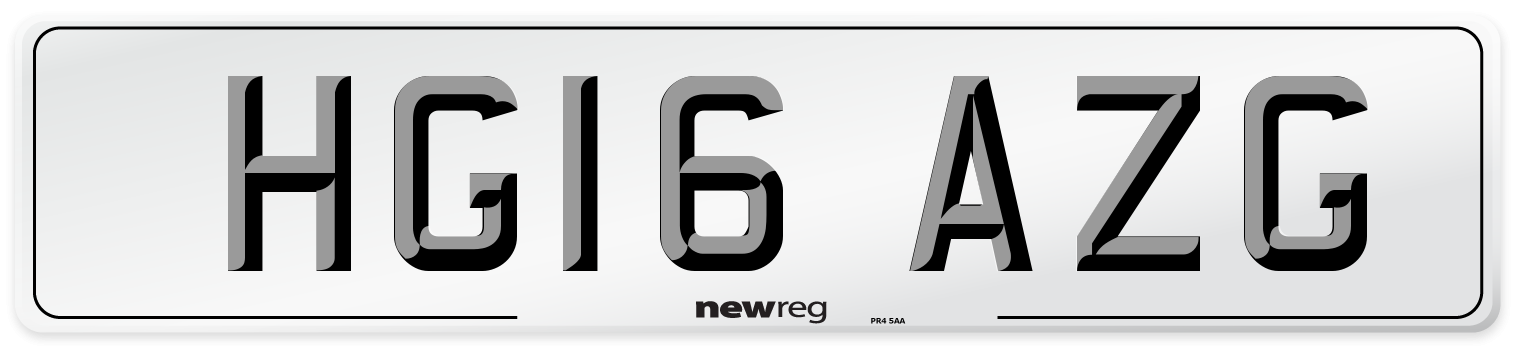 HG16 AZG Number Plate from New Reg